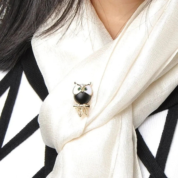 VQ Enamel Owl Bird Brooch - Picture 2 of 6